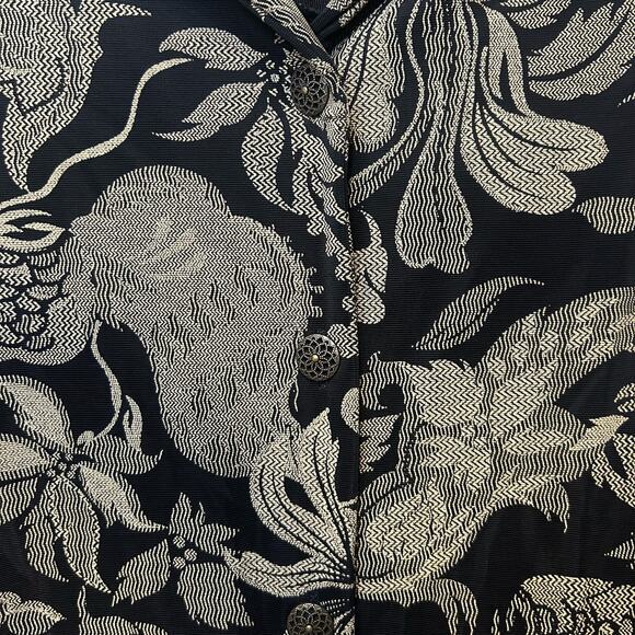 Susan Graver Blazer Jacket Size Small Black Brown Jacquard Bohemian 90s Career - Picture 3 of 8